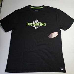 Billabong Black Tee with Neon Green Accents